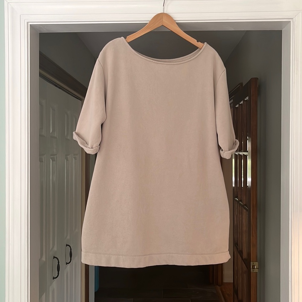 Urban Outfitters Elbow Sleeve Sweatshirt Dress Size S Beige Tan Neutral